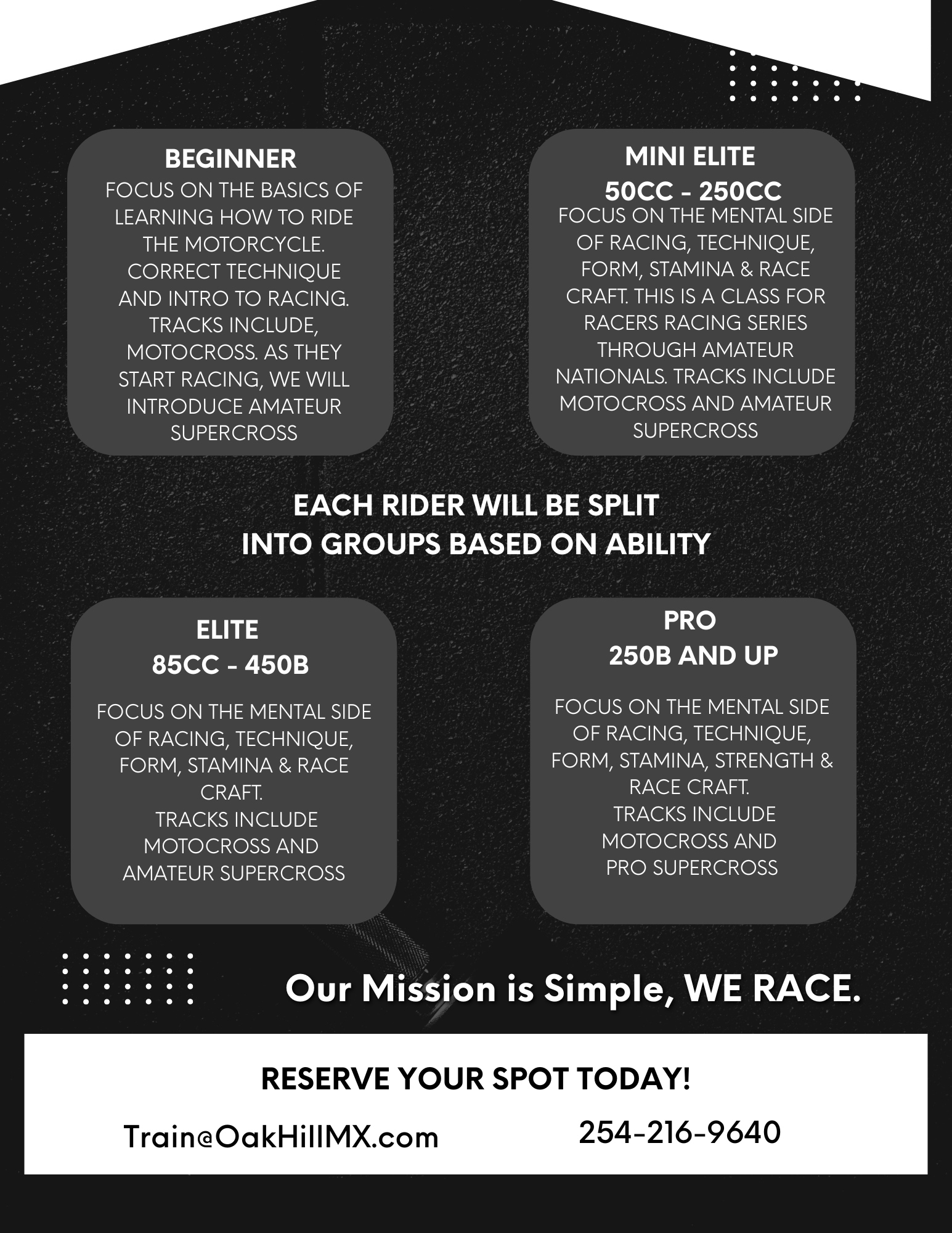 Oak Hill Motocross Training Facility Cost